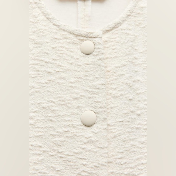 NWT. Zara ZW Collection Ecru Cotton Blend Textured Shift Midi Dress. Size M. - Picture 9 of 14